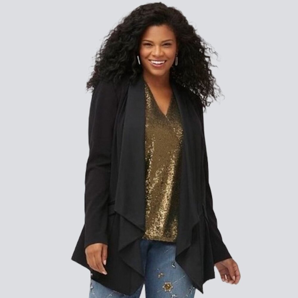 LANE BRYANT ~ Tailored Stretch Drape Front Blazer Jacket ~ NWT Sizes 18 + 22 - Picture 2 of 15